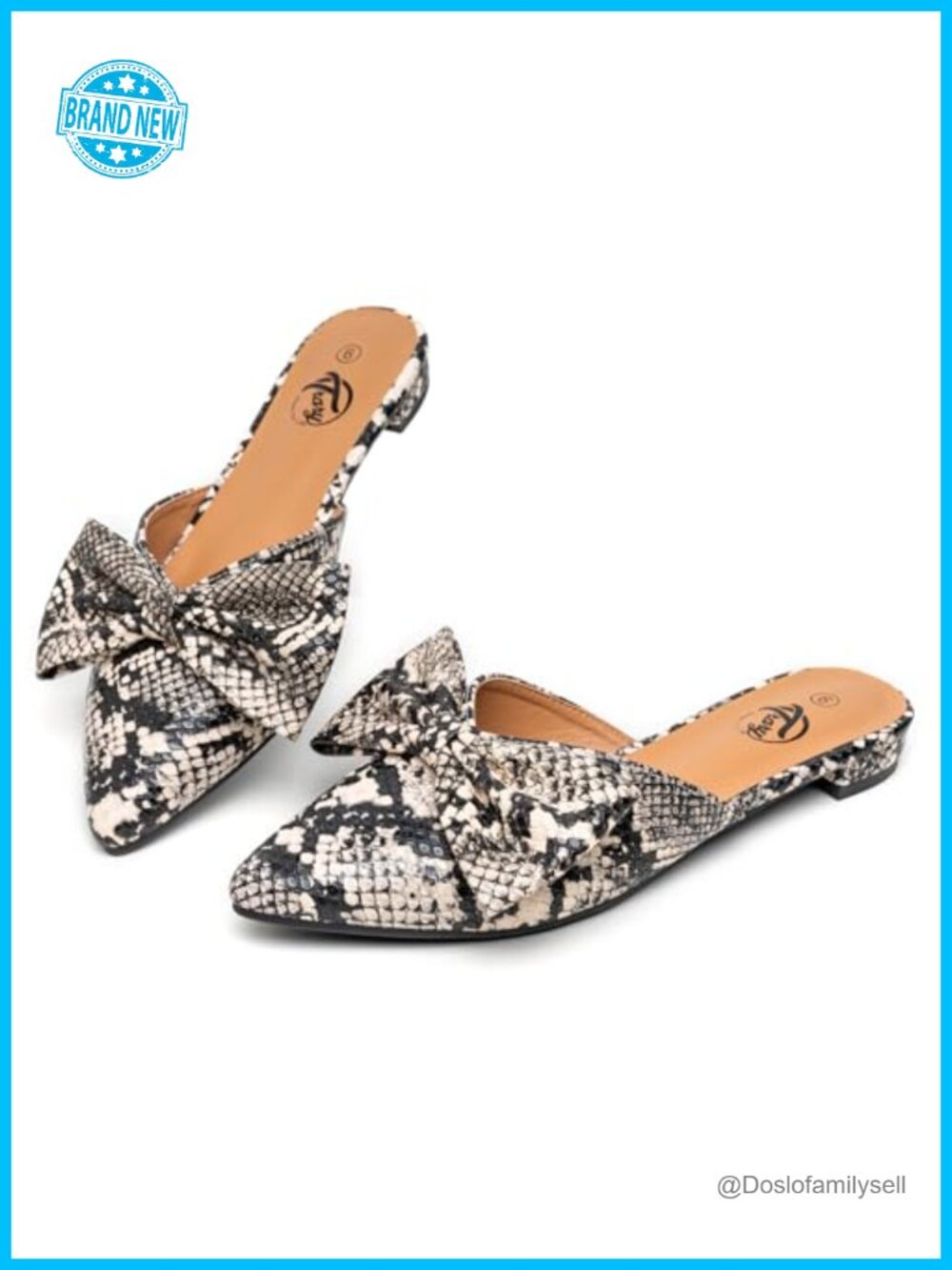Trary Women's Bow Pointed Toe Mules - Slip-On Flat Shoes